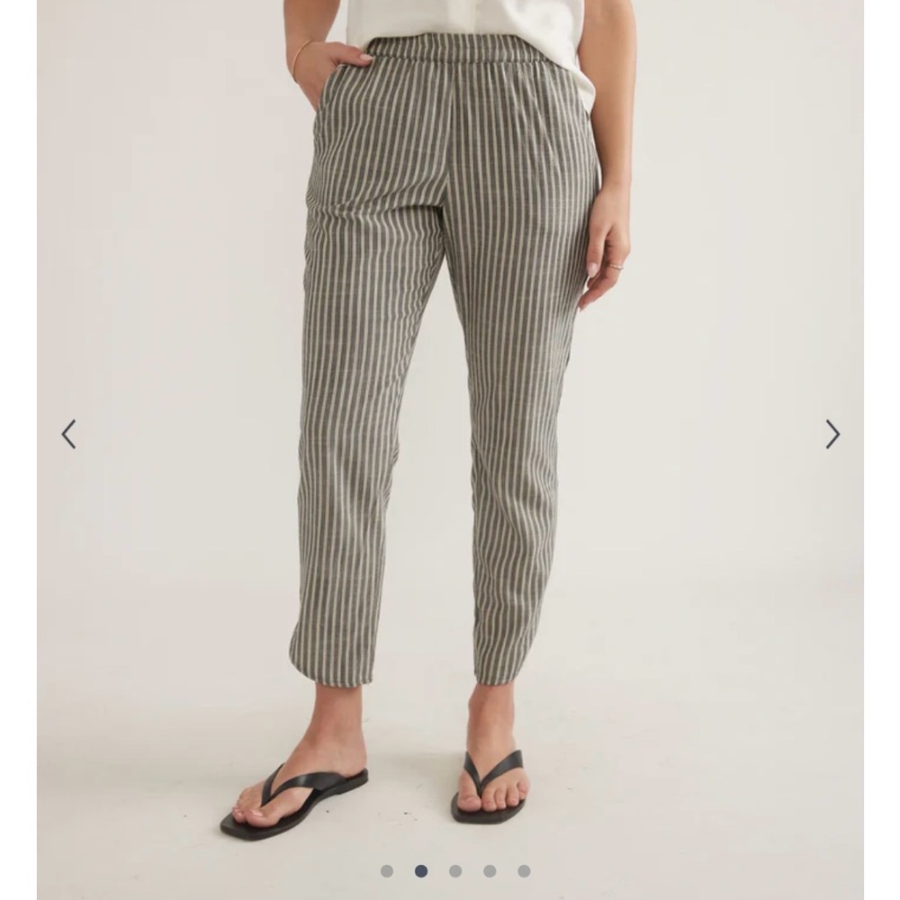 Marine Layer Grey & White Striped Cropped Pants